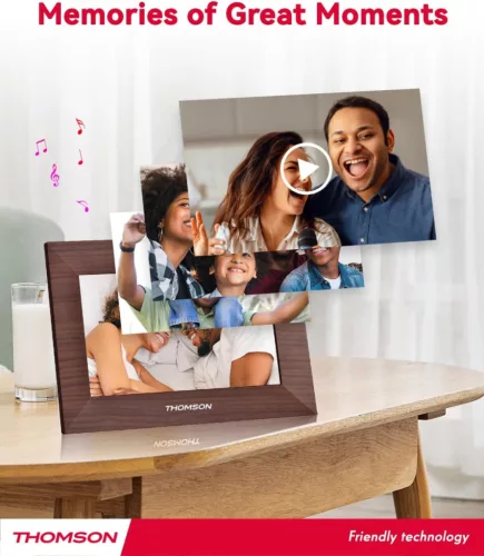 Thomson 7001P digitális képkeret 7" 1024x600, WiFi képátvitel mobilappról, érintő kijelző, barna
