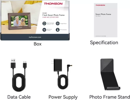 Thomson 7001P digitális képkeret 7" 1024x600, WiFi képátvitel mobilappról, érintő kijelző, barna