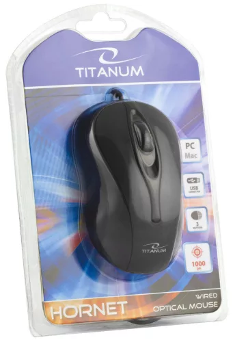 TITANUM HORNET 3D USB vezetékes optikai egér (fekete)