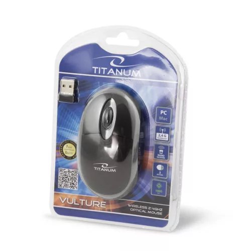 TITANUM VULTURE 3D vezeték nélküli optikai egér fekete-szürke