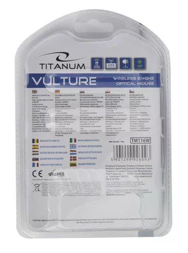 TITANUM VULTURE 3D vezeték nélküli optikai egér fekete-fehér