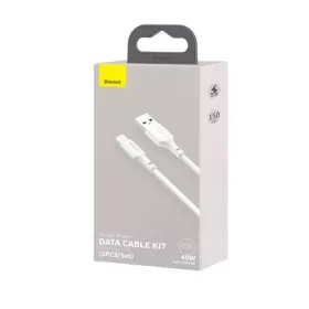 Baseus Simple Wisdom USB-A - USB-C kábel 2db 1.5m fehér
