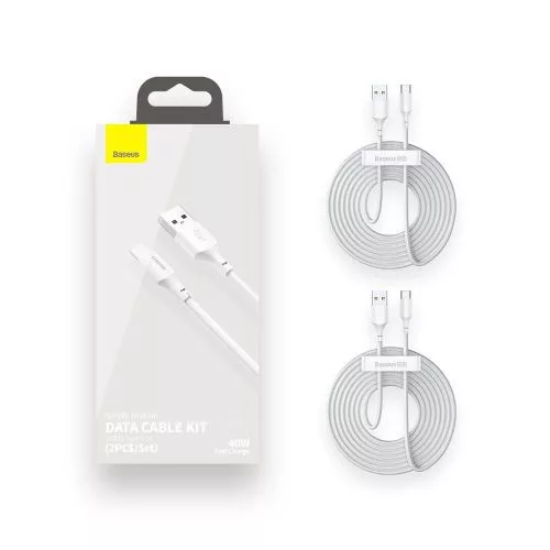 Baseus Simple Wisdom USB-A - USB-C kábel 2db 1.5m fehér