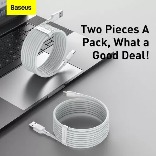Baseus Simple Wisdom USB-A - USB-C kábel 2db 1.5m fehér