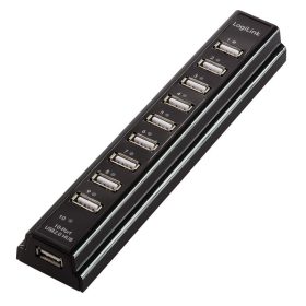   Logilink USB 2.0 HUB 10-port, 3,5A tápegységgel, fekete színű