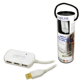 Logilink USB 2.0-ás aktív hosszabbító, 4 portos hub, 12m