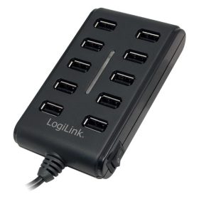 LogiLink UA0125 10 portos USB2.0 HUB fekete
