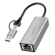 Logilink USB-C   Gigabit Ethernet adapter 2 az 1-ben USB-csatlakozással, szürke