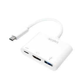   Logilink USB 3.2 Gen1 Type-C adapter, C/M-HDMI+2xUSB, 1080p, PD, fehér, 0,14 m (UA0258)
