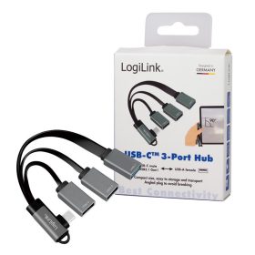   Logilink USB 3.2 Gen 1 hub, USB-C/M (90 )   3x USB-A/F, alu, 0,15 m