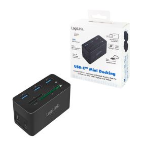   Logilink USB 3.2 Gen 1 dokkoló állomás, USB-C, 10 portos, PD, mini, fekete (UA0370)