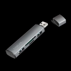   Logilink USB 3.2 Gen2, 2 portos hub kártyaolvasóval, alumínium házzal (UA0394)
