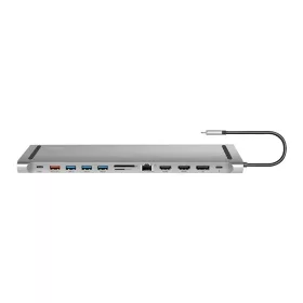   Logilink USB 3.2 Gen2 dokkoló állomás, USB-C, 12 port, PD, ezüst (UA0411)