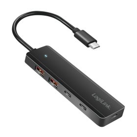   Logilink Ultravékony USB-C hub, 4 port, 2x USB-A, 2x USB-C, fekete (UA0412)