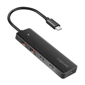   Logilink Ultravékony USB-C hub, 4 port, 2x USB-A, 2x USB-C, fekete (UA0412)
