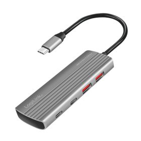   Logilink Ultravékony USB 3.2 Gen2 hub, 2x USB-A, 2x USB-C, PD, 100 W, asztroszürke (UA0413)