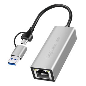   Logilink USB-A/-C   2,5G Ethernet hálózati adapter, szürke (UA0422)