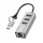 Logilink USB 3.2 Gen 1 hub, 3x USB-A, 1x RJ45, 2 az 1-ben csatlakozókábel, ezüst