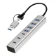 Logilink USB 3.0 hub, 7 port, 4x USB-A, 3x USB-C, 2 az 1-ben csatlakozókábel, 5 Gbit/s, ezüst