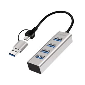   Logilink USB 3.0 hub, 4x USB-A, 5 Gbit/s, 2 az 1-ben csatlakozókábel, ezüst