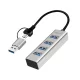 Logilink USB 3.0 hub, 4x USB-A, 5 Gbit/s, 2 az 1-ben csatlakozókábel, ezüst