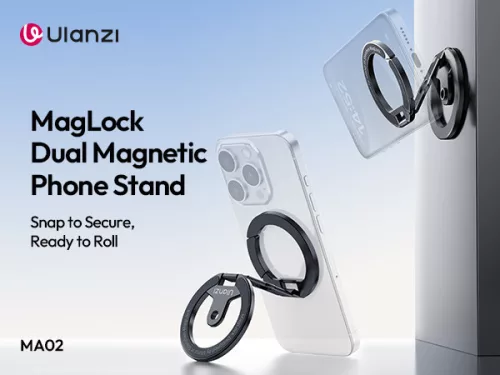 Ulanzi MA02 összehajtható mini állvány, Magsafe kompatibilis telefonokhoz, karabiner, fekete