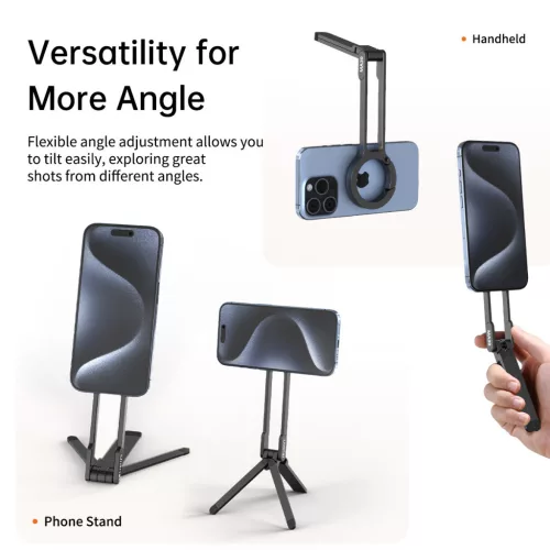 Ulanzi MA30 összehajtható mini állvány, Magsafe kompatibilis telefonokhoz, karabiner, zöld
