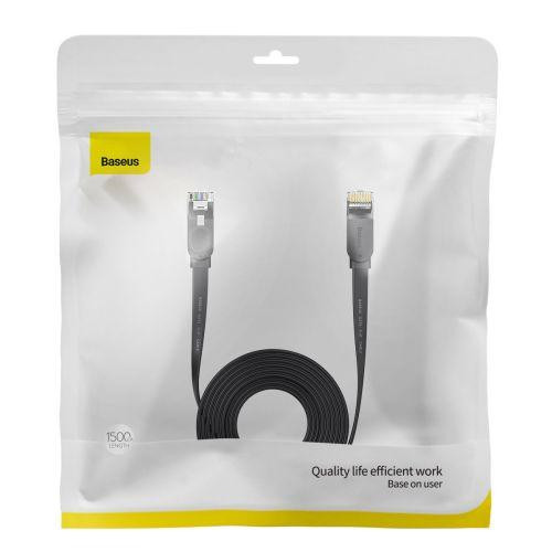 Baseus Network Cable High Speed (CAT6) of RJ45 (flat cable) 1 Gbps, 15m, Black (WKJS000301)